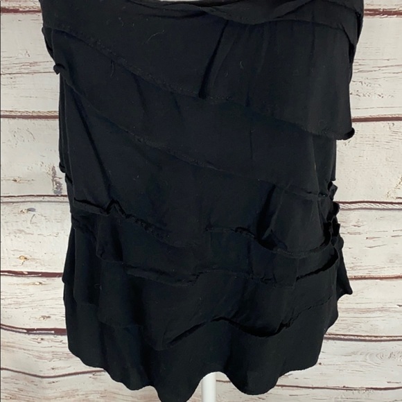 Elle Black Ruffle Front Racerback Tank XS - Picture 2 of 8